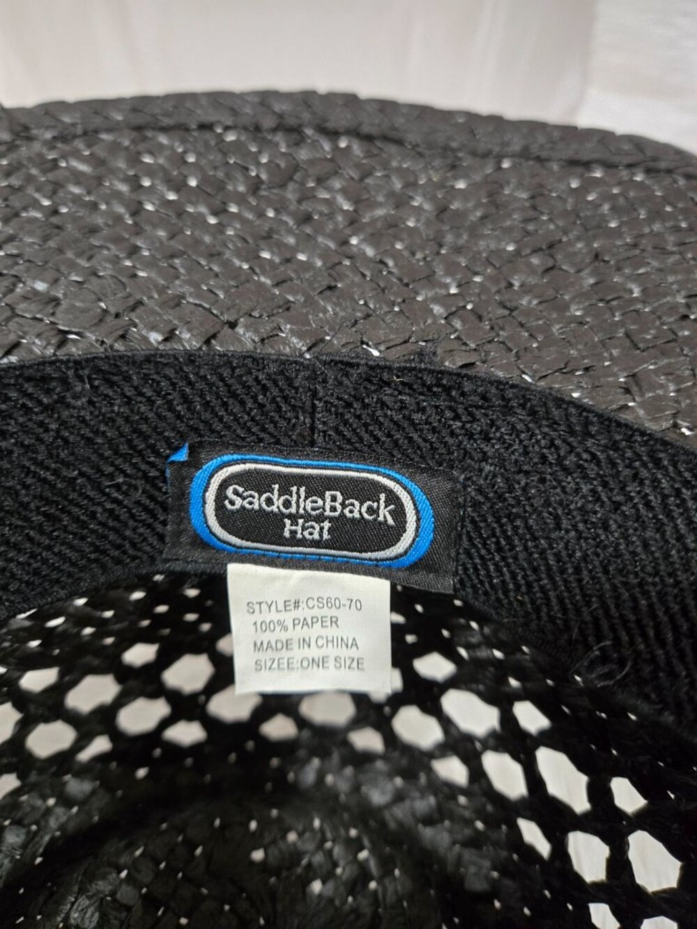 SaddleBack Black Woven Cowboy Hat One Size Beach Festival Western Boho - Picture 6 of 8